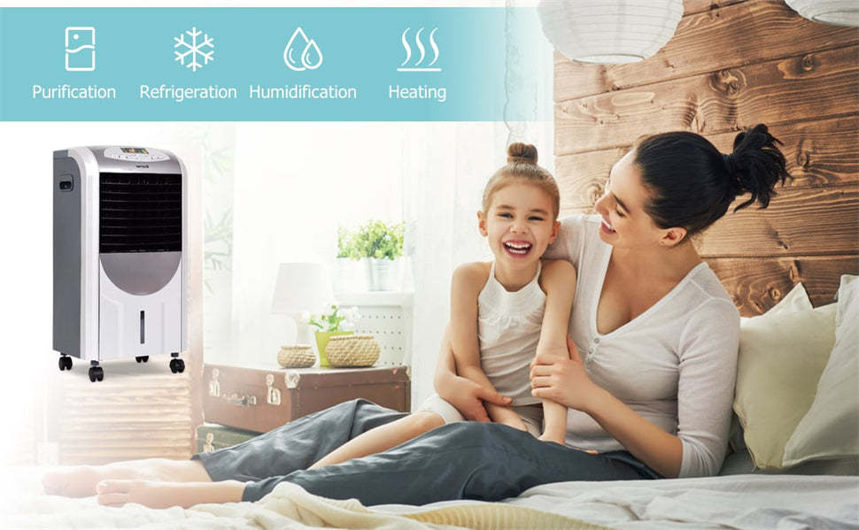 5 In 1 Portable Evaporative Air Cooler Fan with Heater and Humidifier Function
