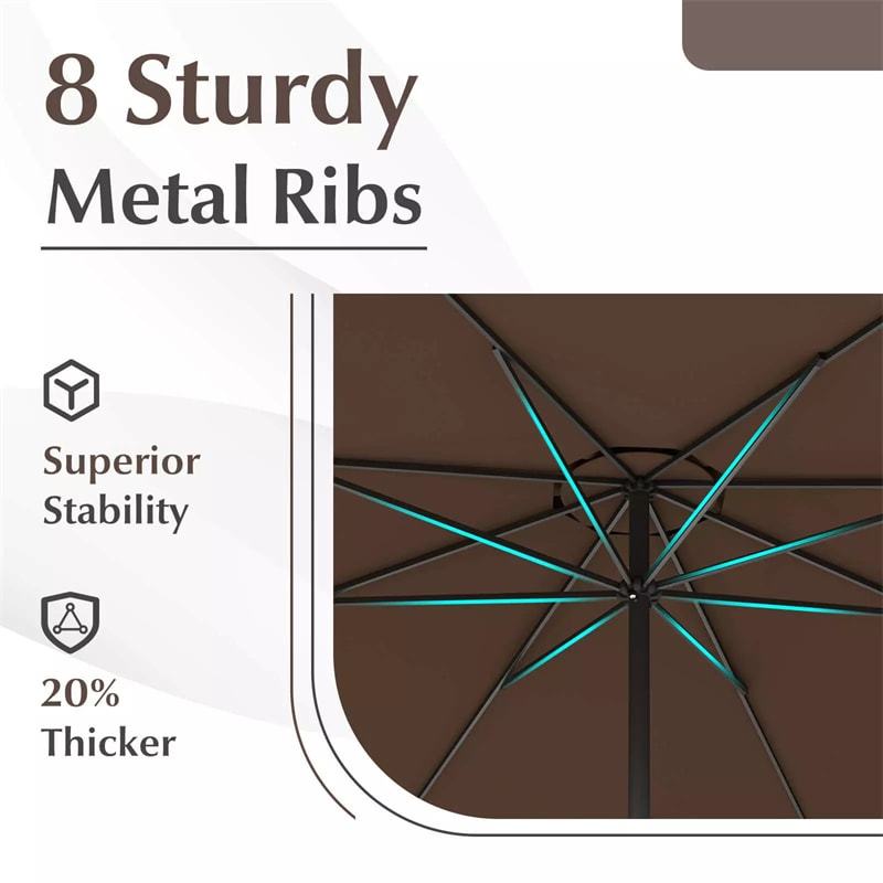 12FT Outdoor Patio Umbrella, 8-Rib Market Umbrella with Crank Handle & Vented Canopy, Sun-Protective Waterproof for Deck, Poolside, Garden