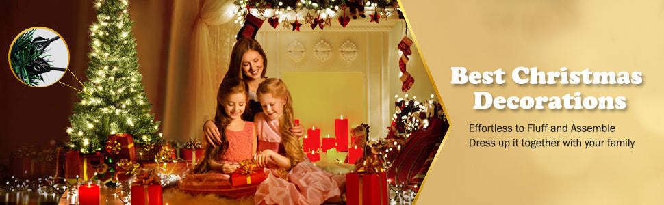 7.5FT Prelit Hinged Pencil Christmas Tree with LED Lights and Solid Metal Stand