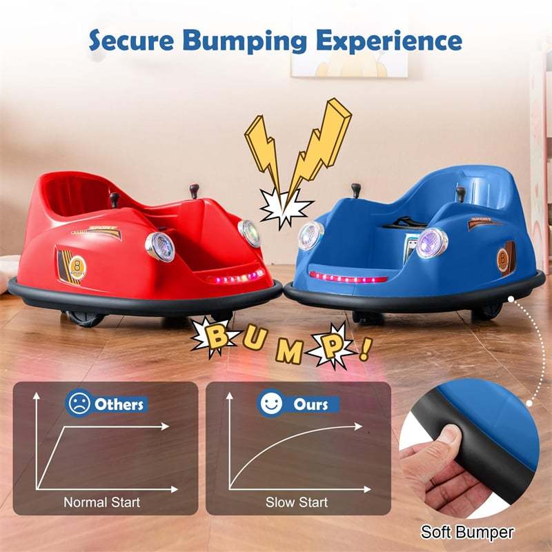 Kids Bumper Car 12V Electric Ride on Bumper Car 360° Spin with Remote Control, LED Lights, Battery Powered Baby Bumping Car Gift for Toddlers