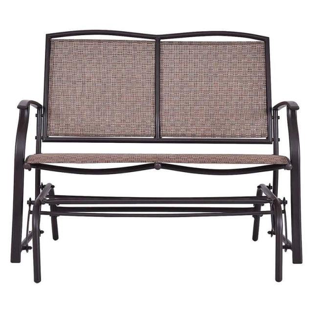 2-Person Outdoor Glider Bench with Steel Frame & Breathable Fabric, 400 lbs Capacity Patio Swing Glider Loveseat Chair for Backyard, Garden