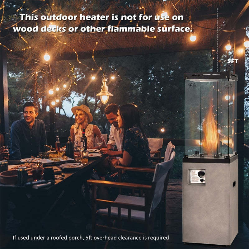 41,000 BTU Propane Patio Heater, Portable Outdoor Heater with Wheels, Protective Cover, Tempered Glass Tube, CSA Certified for Garden Yard