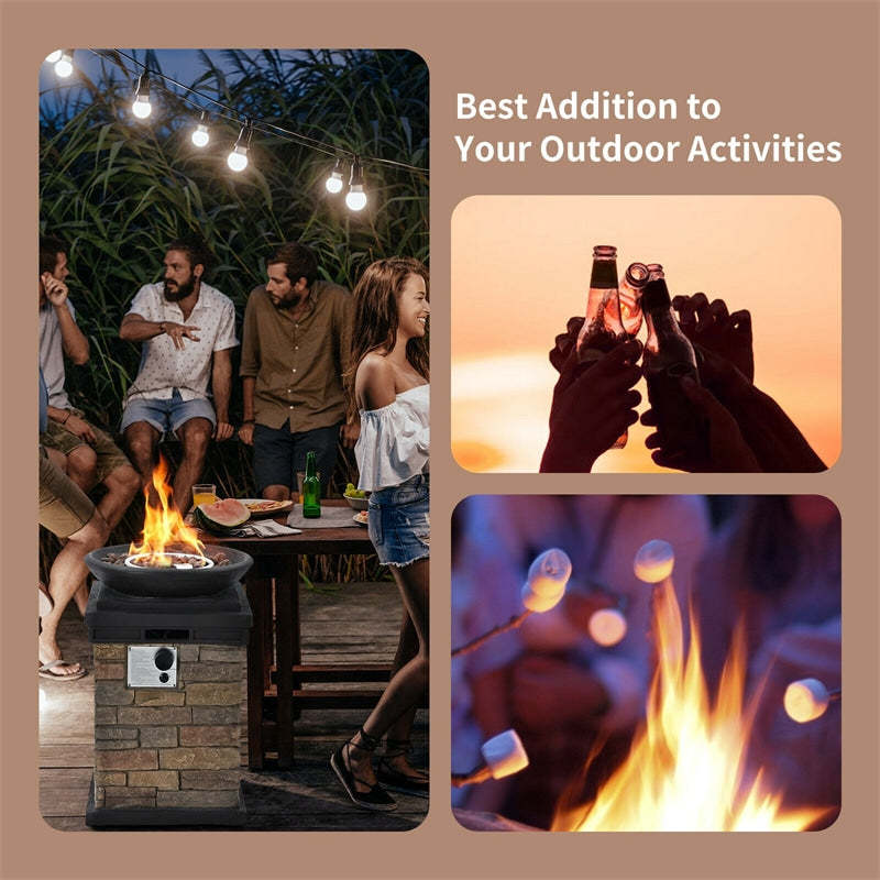 40000 BTU Outdoor Propane Firebowl Column Fire Pit Heater