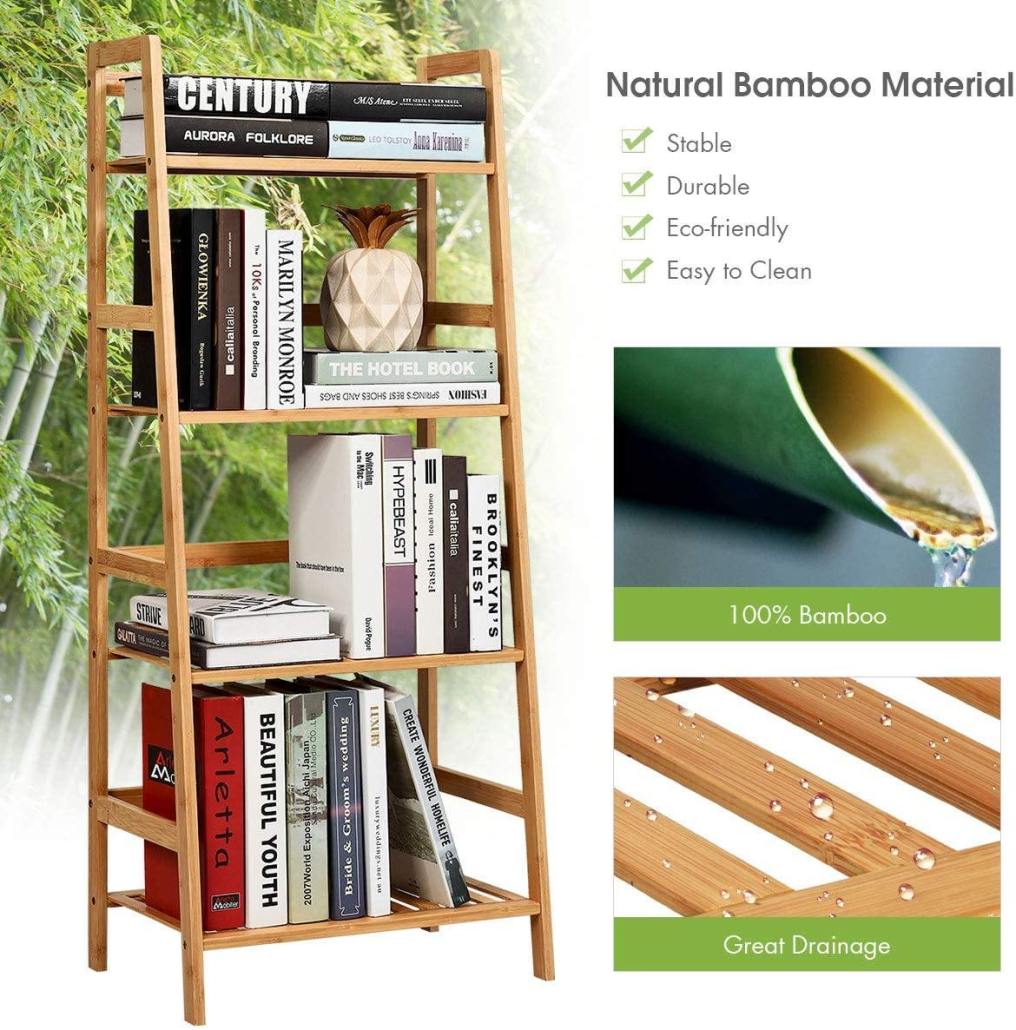 4 Tier Multifunctional Bamboo Ladder Shelf Plant Display Rack