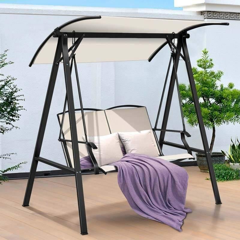 Purple Leaf Porch Swing With Canopy Swing Chair Outdoor PURPLE