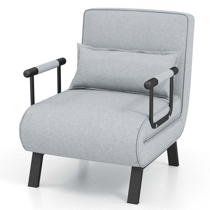 Convertible Sleeper Chair, 4-in-1 Folding Sofa Bed 6-Position Adjustable Backrest w/ Pillow, Reclining Chaise Sleeper Sofa for Living Room