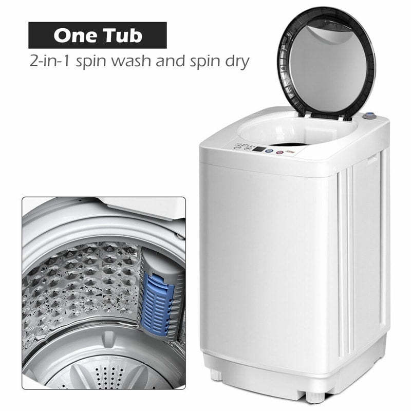 8 LBS Capacity Portable Washing Machine Full Automatic Washer Dryer Combo with Built-in Pump Drain for Apartment RV Dorm