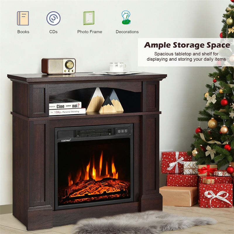 32-inch 1400W Electric Fireplace and Mantel Fireplace TV Stand with Shelf & Remote Control
