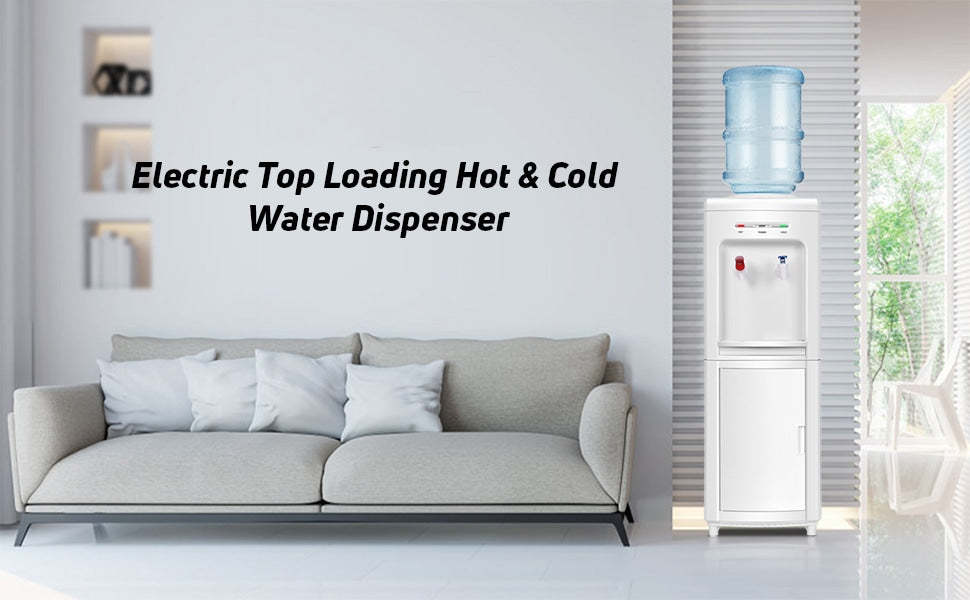 Top Loading Water Cooler Dispenser 3-5 Gallon Bottle Hot & Cold Water Cooler with Child Safety Lock for Home Office School