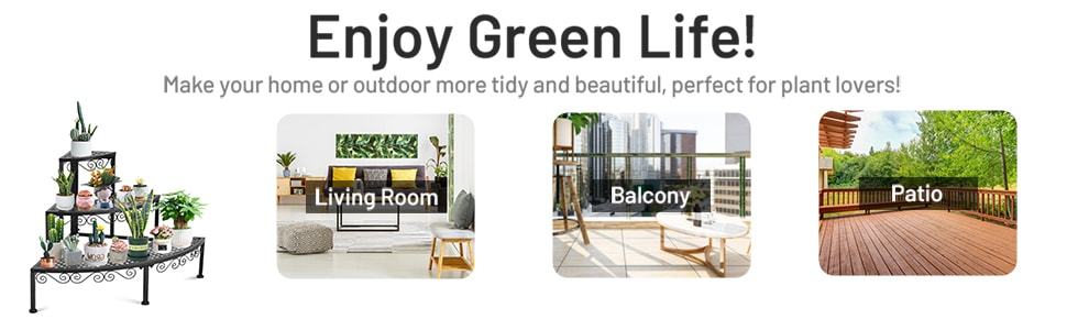 3 Tier Outdoor Metal Corner Plant Stand Ladder Display Shelf