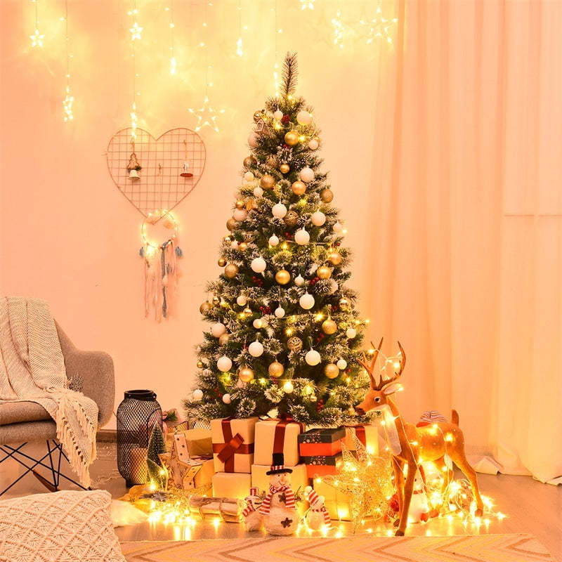 6ft Snow Flocked Pencil Artificial Christmas Tree with Red Berries