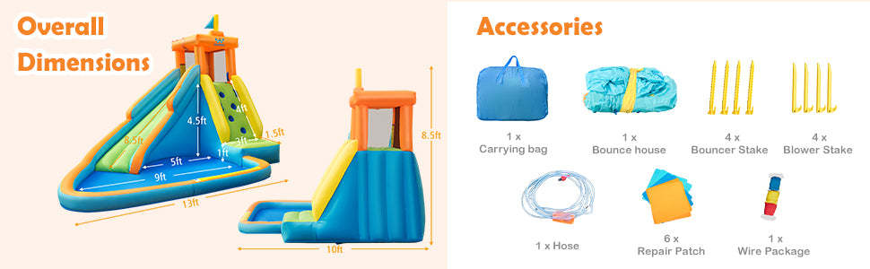 Outdoor Kids Inflatable Water Slide Bouncy Castle without Blower