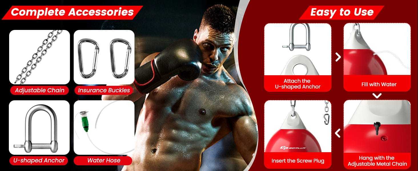 18" Water Aqua Punching Bag, 110Lbs Heavy Bag with Adjustable Metal Chain & Water Injection Hose, Boxing Training Bag for Adults Fitness, MMA