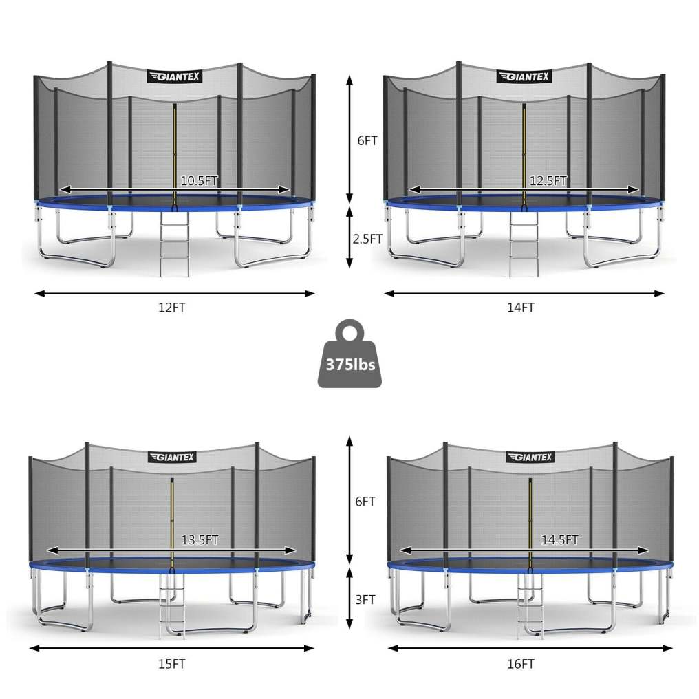 15Ft Outdoor Trampoline Combo with Enclosure Net and Spring Pad