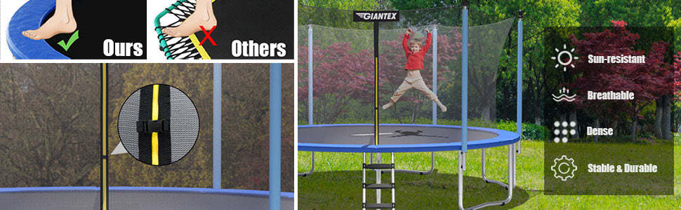 15 Ft Outdoor Trampoline Combo with Safety Enclosure Net and Ladder