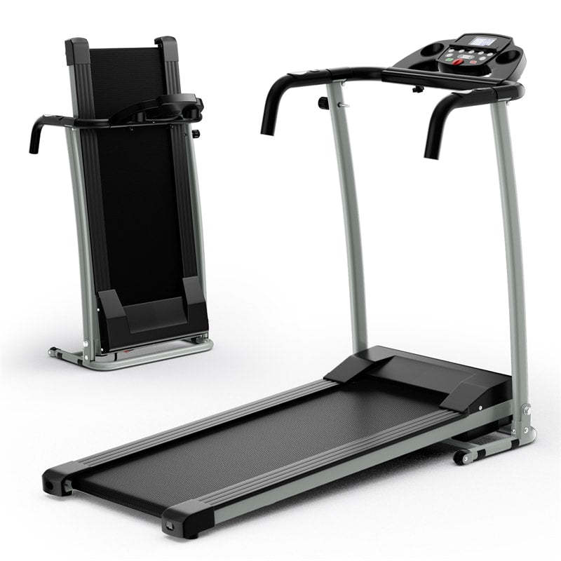 800W Folding Treadmill with 12 Preset Programs, LCD Display, Pulse Sensor & Built-in Wheels, Easy Assembly Motorized Running Machine for Small Spaces