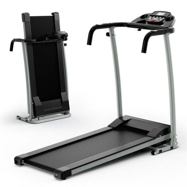 800W Folding Treadmill with 12 Preset Programs, LCD Display, Pulse Sensor & Built-in Wheels, Easy Assembly Motorized Running Machine for Small Spaces