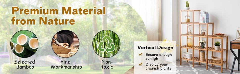 5-Tier Multifunctional Bamboo Plant Display Stand Organizer