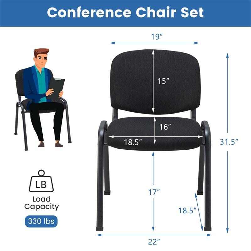 5-Pack Stackable Conference Chairs, Ergonomic Office Guest Chairs with Padded Cushion, Metal Frame, Stacking Reception Chair for Meeting, Waiting Room