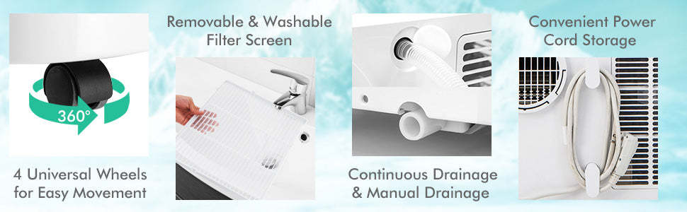 14000 BTU Portable Air Conditioner with Dehumidifier & WiFi Smart App Control