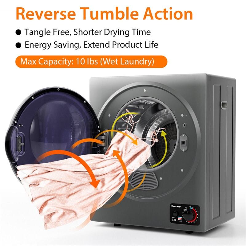 Portable Clothes Dryer, Compact 110V Electric Dryer with 4 Automatic Drying Mode & Stainless Steel Tub, Small Laundry Dryer for Apartment Dorm