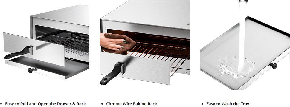 Stainless Steel Pizza Bake Oven Kitchen Commercial Countertop Pizza Maker with Handle & Removable Pizza Tray