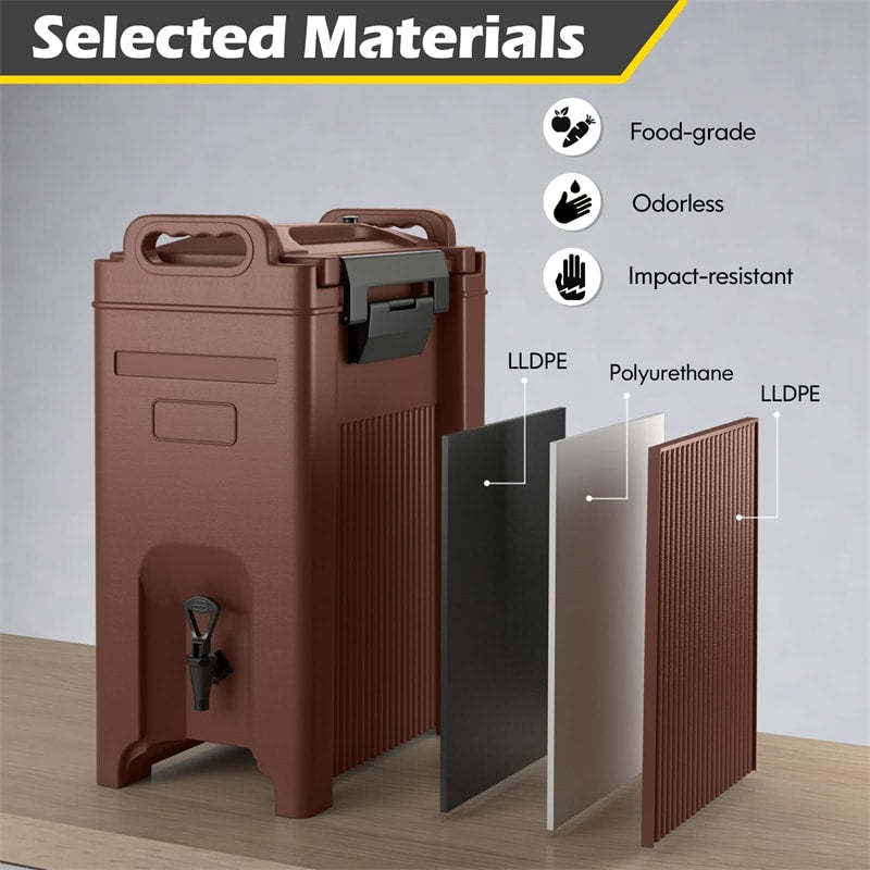 5 Gallon Insulated Beverage Dispenser/Server Food-grade Hot & Cold Drink Carrier with Handles & Spring Action Faucet