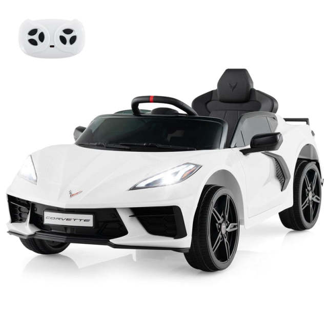 12V Kids Ride On Car Licensed Chevrolet Corvette C8 Electric Toy Car with Remote Control, Wireless Connection, Lights, Gift for Boys & Girls