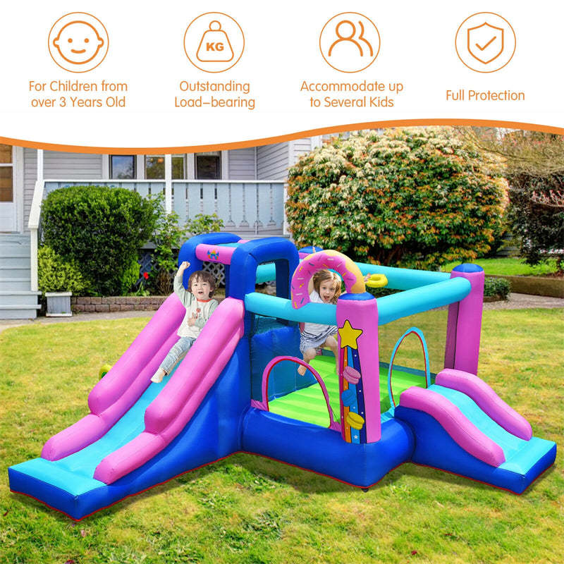 5 in 1 Inflatable Bounce House Dual Slides Kids Bouncy Castle without Blower