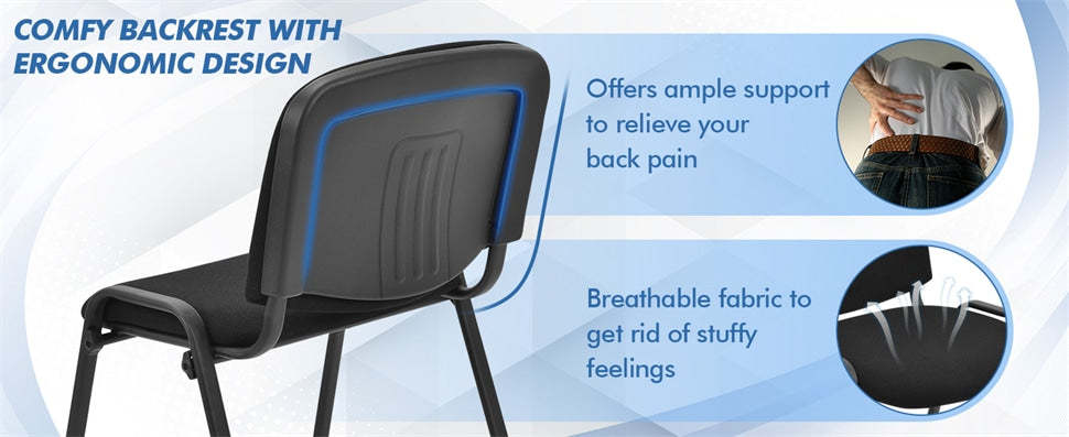 5-Pack Stackable Conference Chairs Office Guest Chairs Reception Chairs with Metal Frames & Padded Cushions