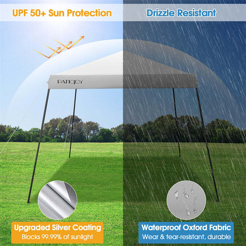 10x10FT Slant Leg Pop-Up Canopy with Mesh Sidewalls & Roller Bag, Foldable Outdoor Instant Setup Canopy Tent for Patio, Camping, Beach Events