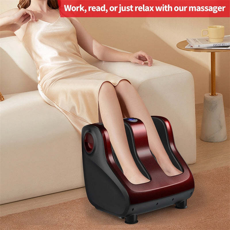 Shiatsu Foot and Calf Massager Vibration Foot Massager with Heat, Kneading, Adjustable Tilt Base & Remote Control