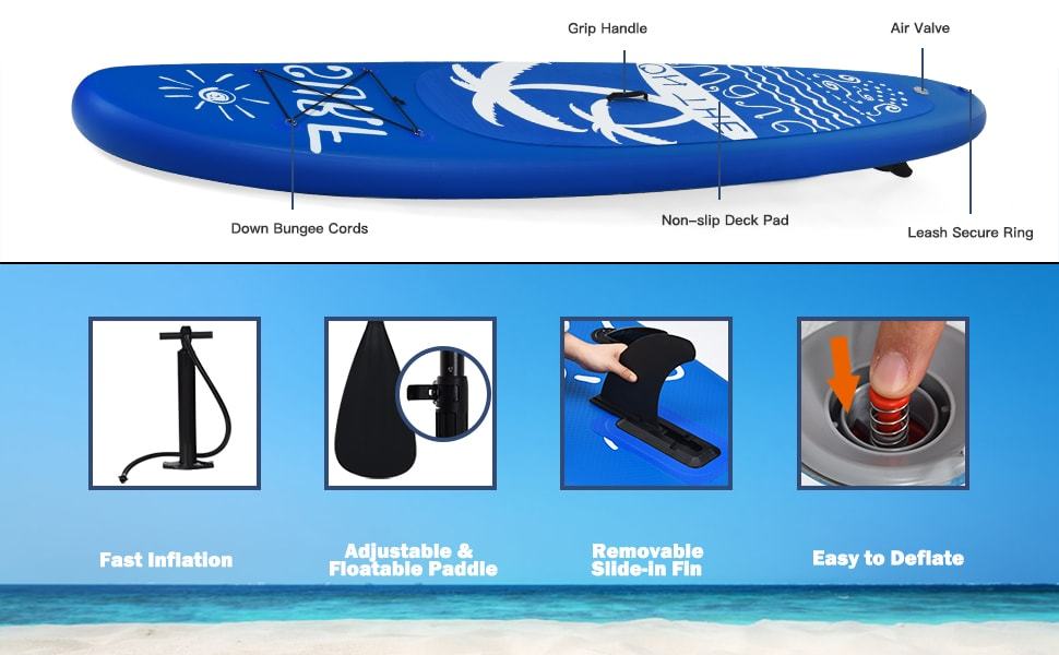 9.8FT Inflatable Stand Up Paddle Board with Adjustable Paddle, SUP Accessories, Pump, Leash & Carry Bag, Blow Up SUP for Adult Youth