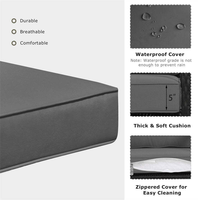 Rattan Patio Rocking Chair Wicker Outdoor Glider Rocker with Cushion