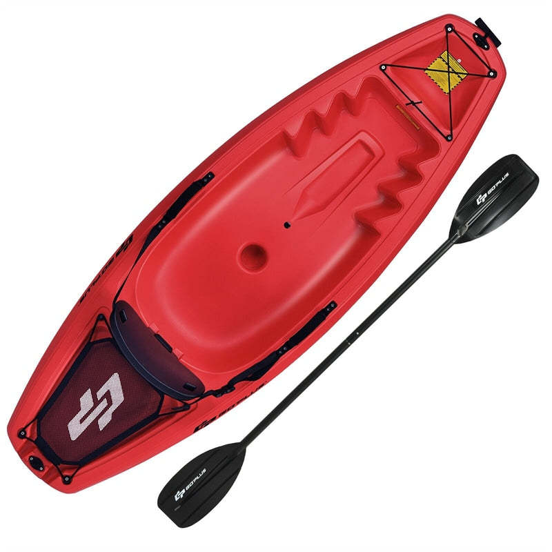 6ft Sit-On-Top Youth Kayak, Kids Kayak Recreational Rowing Fishing Boat with Paddle and Folding Backrest