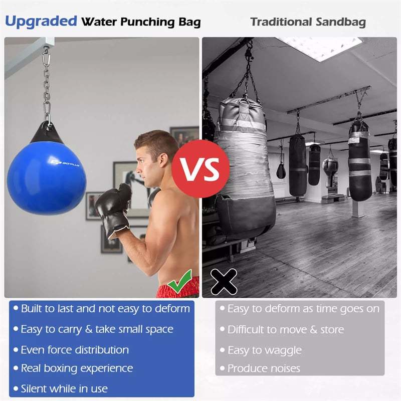 18" Water Aqua Punching Bag, 110LBS Heavy Bag with Adjustable Metal Chain & Water Injection Hose, Boxing Training Bag for Adults Fitness, MMA