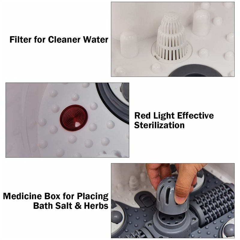 Foot Spa Bath Massager with Heat, Portable Pedicure Foot Spa Tub w/ Motorized Rollers, Shiatsu Massage, Temp Control, Adjustable Shower for Home