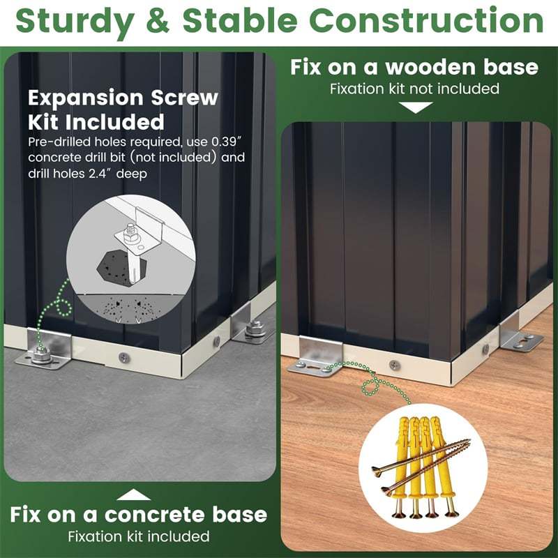 7.5x6.3FT All-Weather Metal Storage Shed with Lockable Door & Snap-On Assembly, Galvanized Steel Utility Tool House for Garden, Backyard, Patio