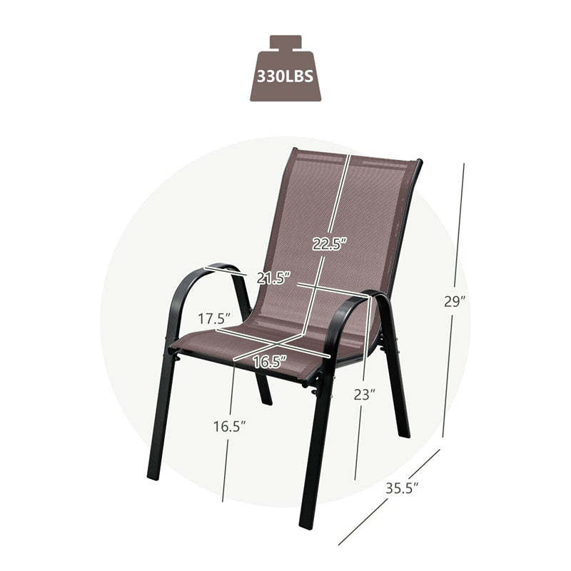 4-Pack Stackable Patio Dining Chairs, Heavy Duty Steel Frame All-Weather Outdoor Chairs with Armrests 330LBS Capacity for Poolside Deck Backyard