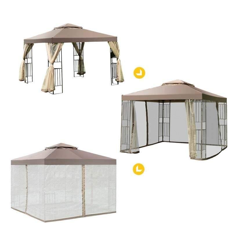 10' x 10' Patio Gazebo Double Mesh Vent Steel Outdoor Canopy Tent with Netting