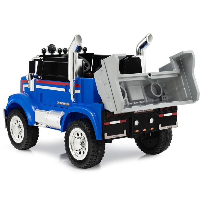 Electric Car for Kids 12V Licensed Freightliner Ride on Dump Truck with Remote Control & Rear Loader