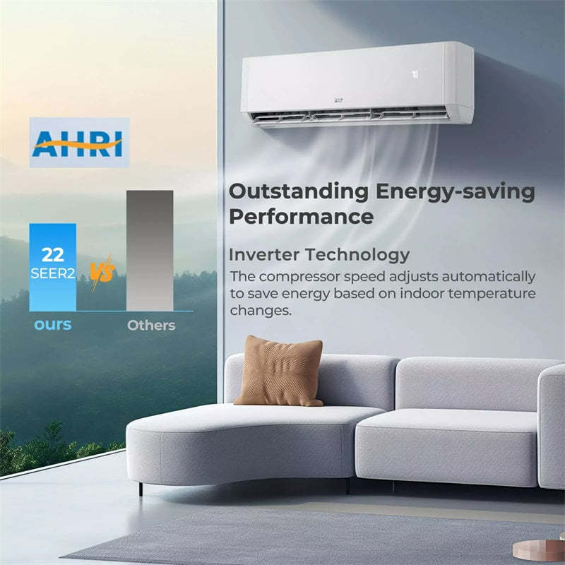 27000 BTU Dual Zone Mini Split Air Conditioner & Heater, 22 SEER2 WiFi Enabled Inverter Split System AC, Works with Alexa & Heat Pump