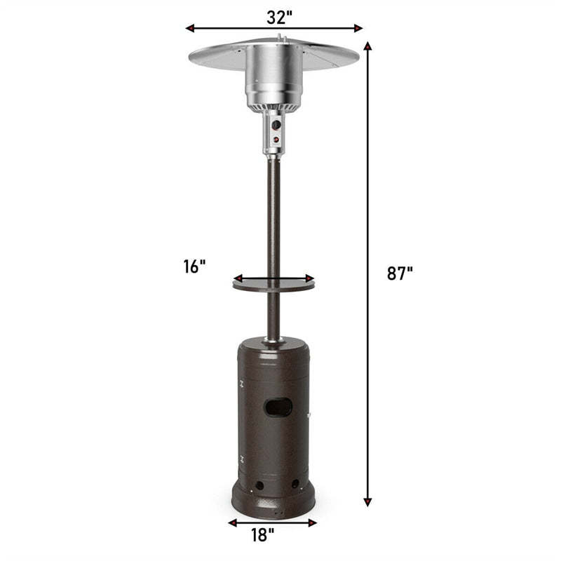 50,000 BTU Propane Patio Heater with Auto Shut-Off & Tip Protection, Commercial Outdoor Heater w/ Wheels & Drink Shelf for Backyard, Restaurant