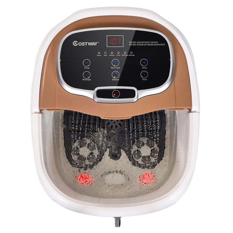 Foot Spa Bath Massager with Heat, Portable Pedicure Foot Spa Tub w/ Motorized Rollers, Shiatsu Massage, Temp Control, Adjustable Shower for Home