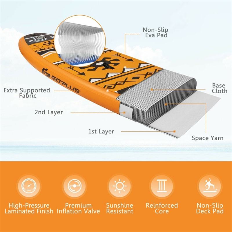 11' Inflatable Stand Up Paddle Board with Backpack Aluminum Paddle Pump