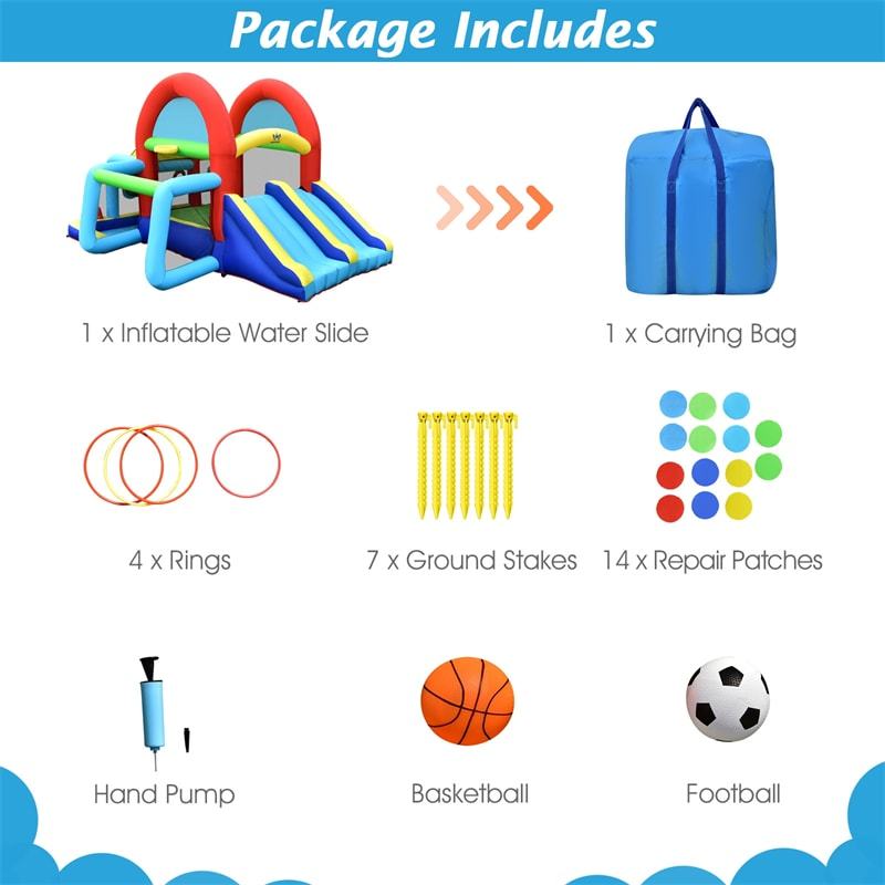 8 in 1 Inflatable Bounce House Outdoor Jumping Bouncy Castle without Blower