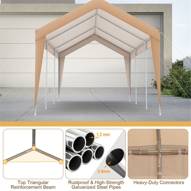 10 x 20FT Heavy Duty Carport Car Canopy Portable Garage Car Shelter Outdoor Storage Tent with All-Weather Tarp & Galvanized Steel Frame