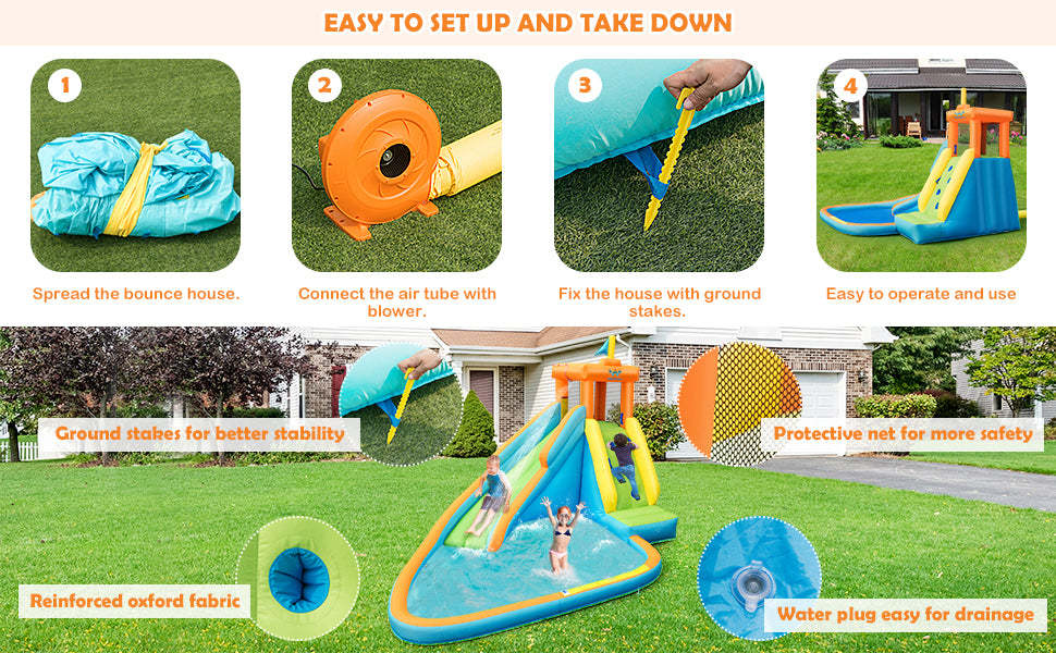 Outdoor Kids Inflatable Water Slide Bouncy Castle without Blower
