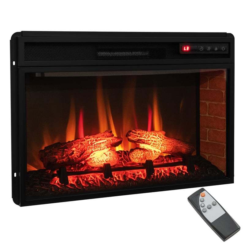 26" Infrared Quartz Electric Fireplace Insert, 1400W Recessed Freestanding Fireplace Heater with 3D Flame Effect, Remote Control & Overheat Protection