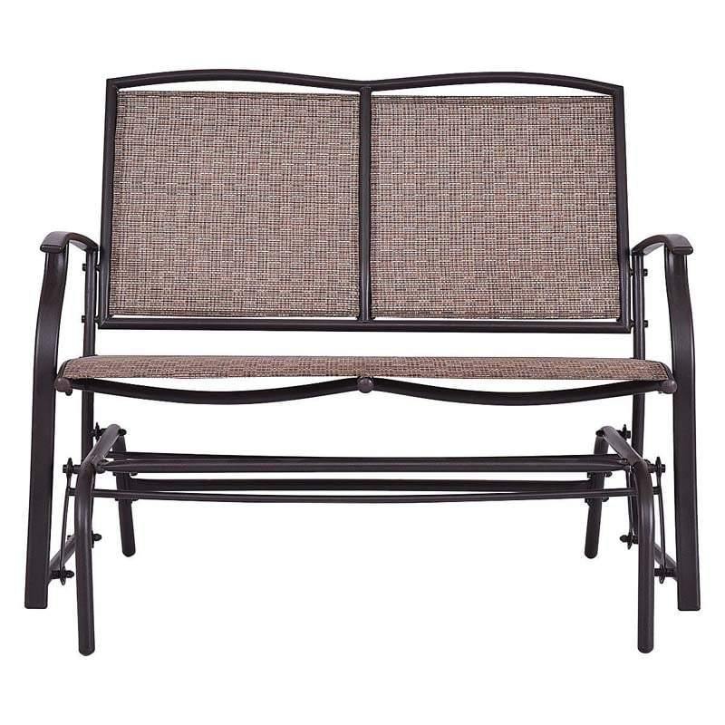 2-Person Outdoor Glider Bench with Steel Frame & Breathable Fabric, 400 lbs Capacity Patio Swing Glider Loveseat Chair for Backyard, Garden